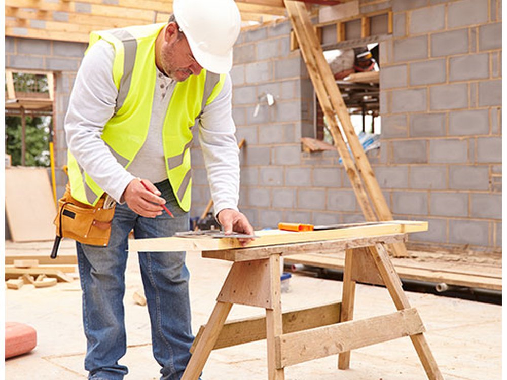Carpentry sawhorse on a job site